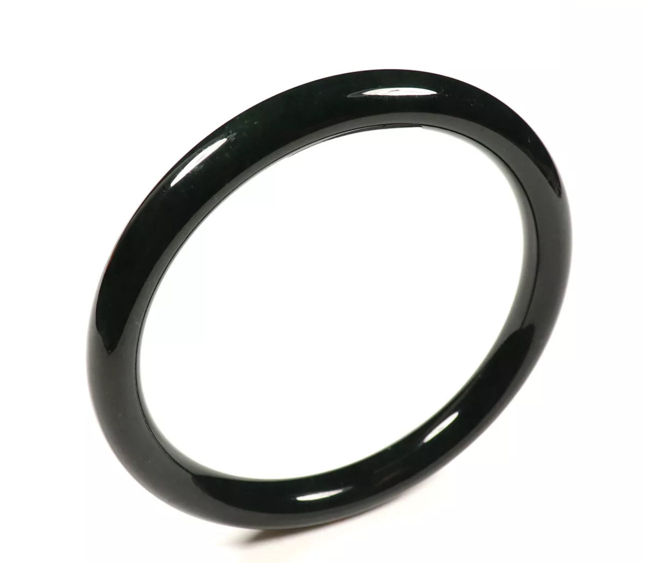 VINTAGE Large Jadeite Hetian Black Jade Bangle Thin Size 63mm - Certified Grade A Jade G840 - JazzyJewelbyAmina