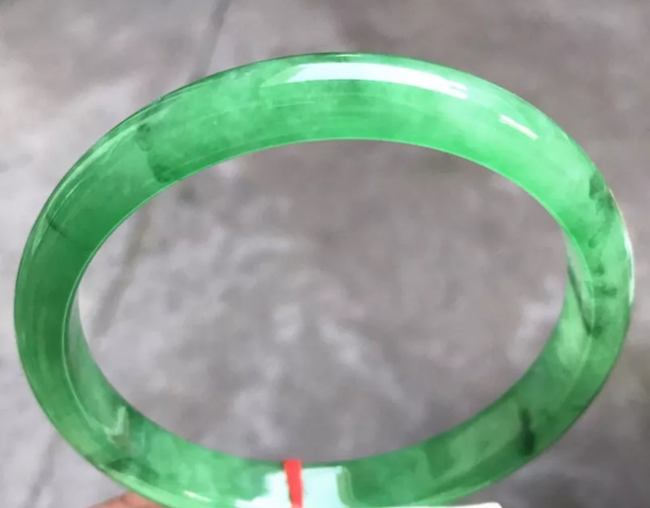 VINTAGE XXL Jadeite Icy Green Jade Bangle Size 76 MM Unique Jade G097 - JazzyJewelbyAmina