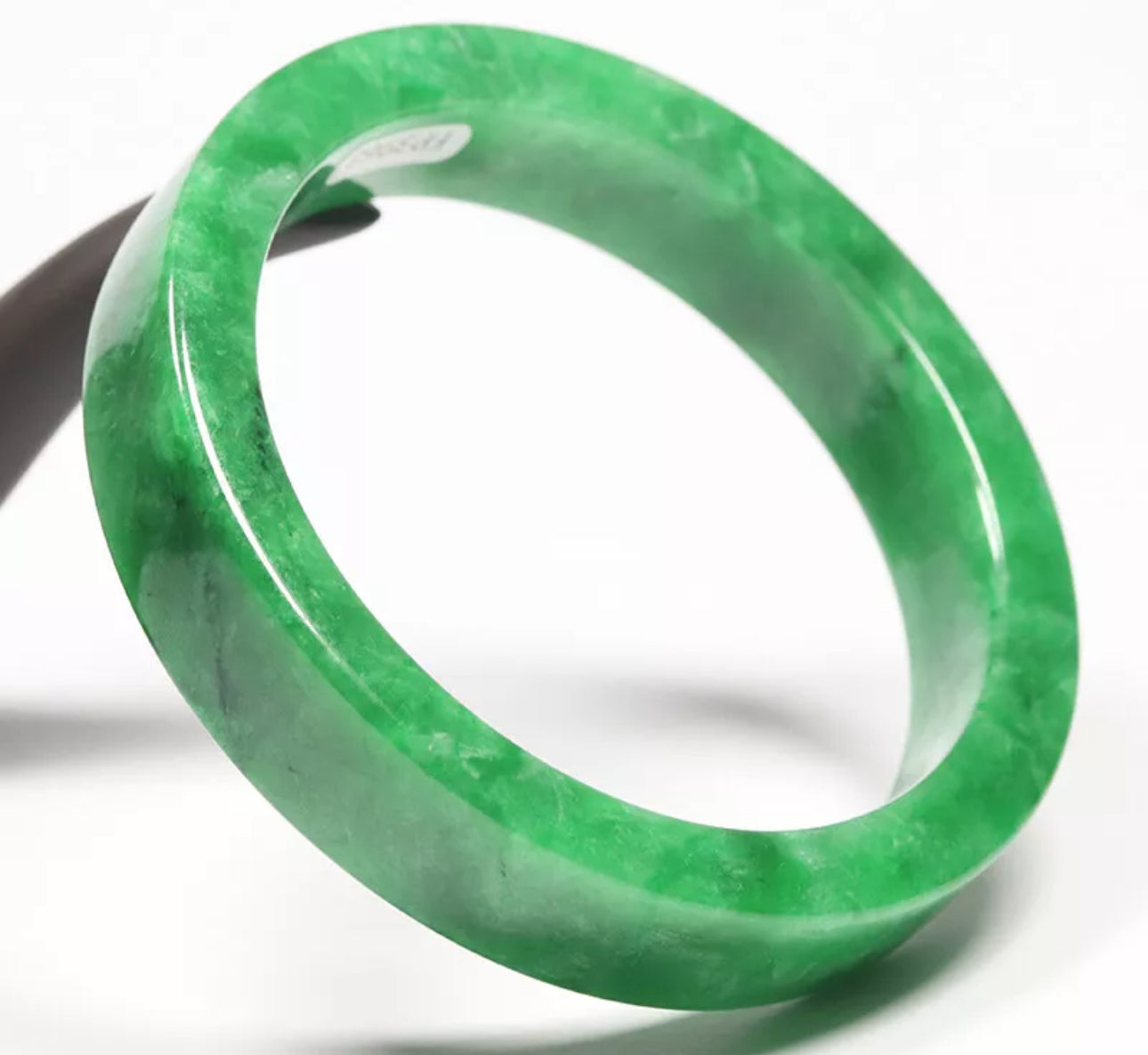 VINTAGE XXL Jadeite Green Jade Bangle Square Cut Size 67mm D989 - JazzyJewelbyAmina