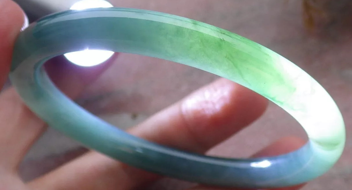 VINTAGE Medium Jadeite Green Jade Bangle Certified Size 58.5mm Round Princess Cut S796 - JazzyJewelbyAmina