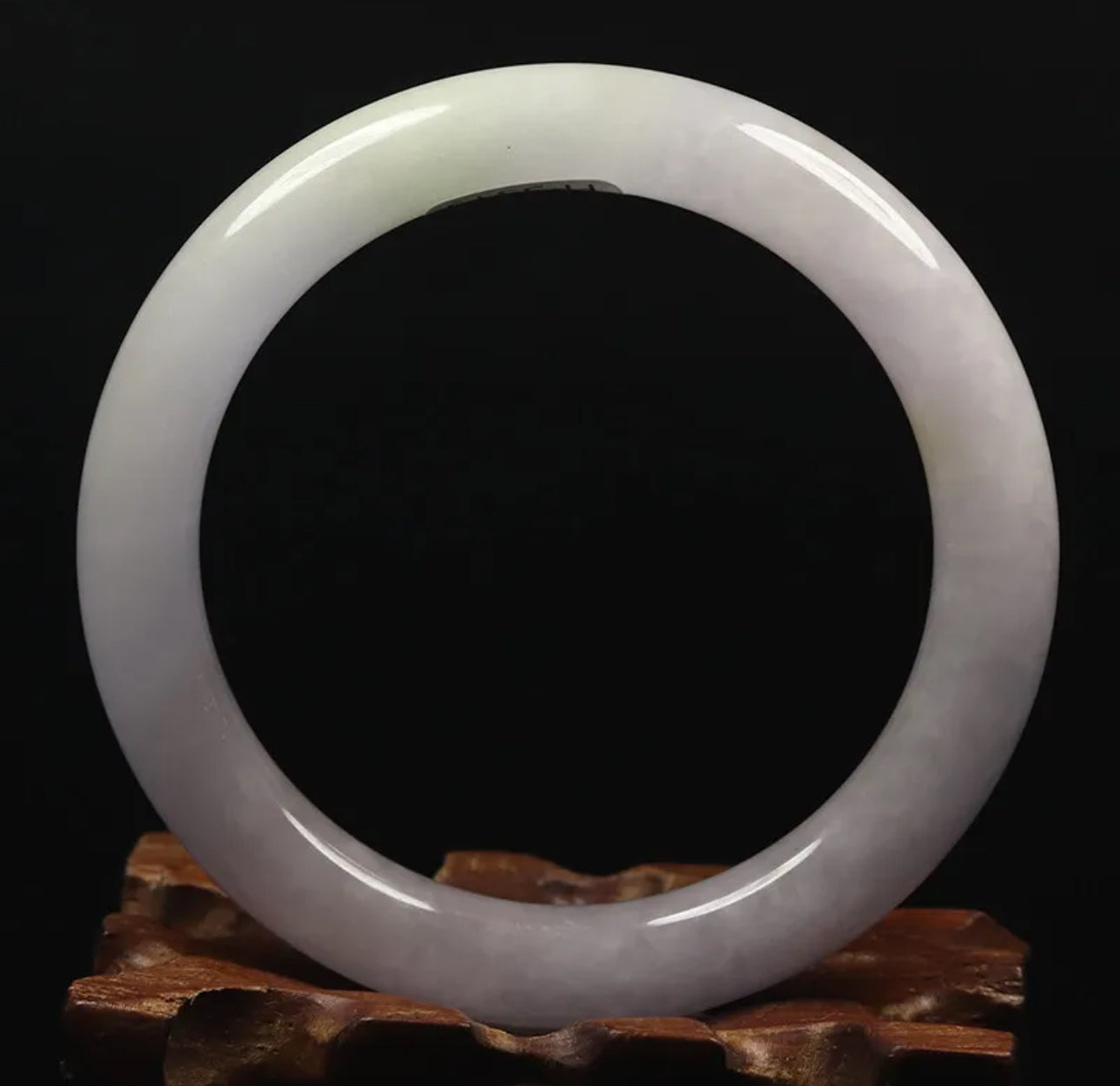 VINTAGE Small Jadeite White Lavender Jade Bangle Round Princess Chunky Cut Size 55mm U691 - JazzyJewelbyAmina