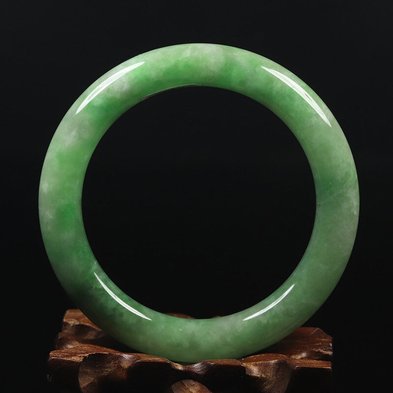 VINTAGE Medium Jadeite Green Jade Bangle Size 59mm Round Princess Cut Ombré Jade Green U899