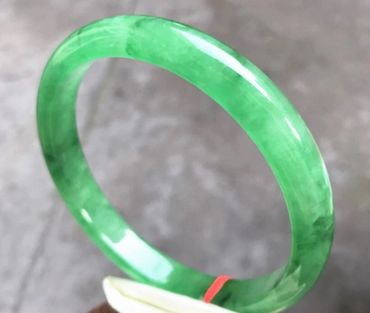 VINTAGE XXL Jadeite Icy Green Jade Bangle Size 76 MM Unique Jade G097 - JazzyJewelbyAmina