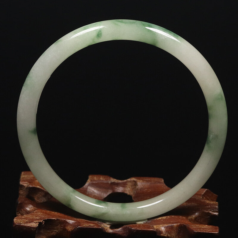 VINTAGE Medium Jadeite Green Jade Bangle Size 59 MM Round Princess Cut G103 - JazzyJewelbyAmina