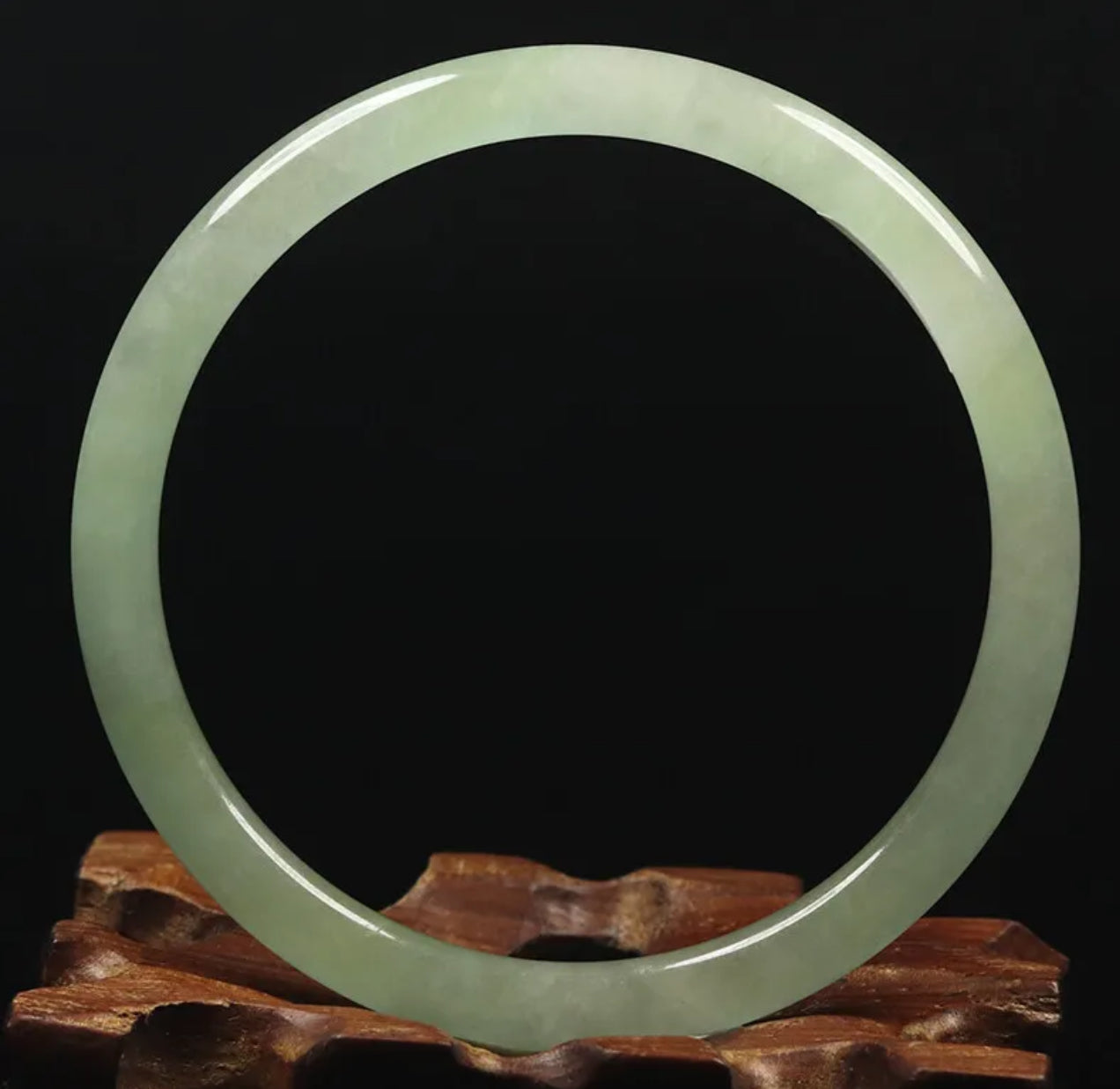 VINTAGE Medium Jadeite Green Icy Jade Bangle Size 57mm Round Princess Cut U087 - JazzyJewelbyAmina
