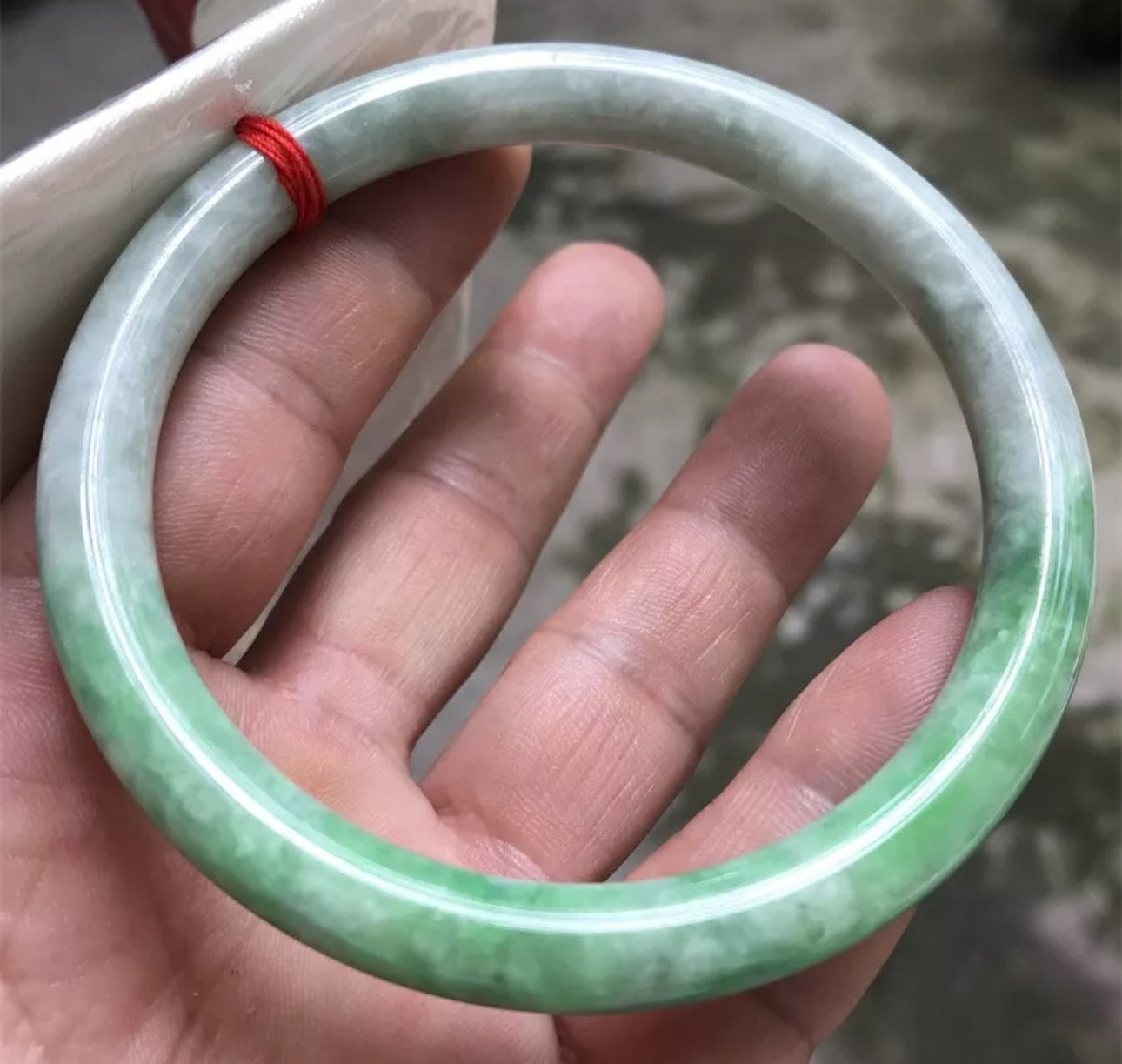 VINTAGE XXL Jadeite Green Jade Bangle Size 66.7mm Round Princess Cut Unique Fine Jade! A106 - JazzyJewelbyAmina