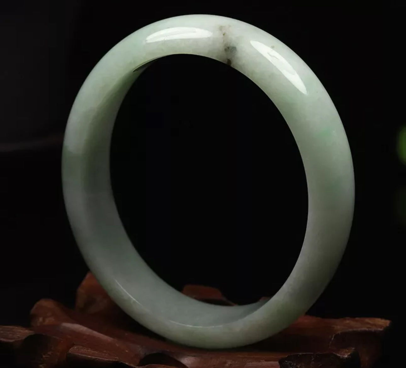 VINTAGE X-Small Jadeite Green Jade Bangle Certified Size 53.5 mm J229 (Oval Jade) - JazzyJewelbyAmina