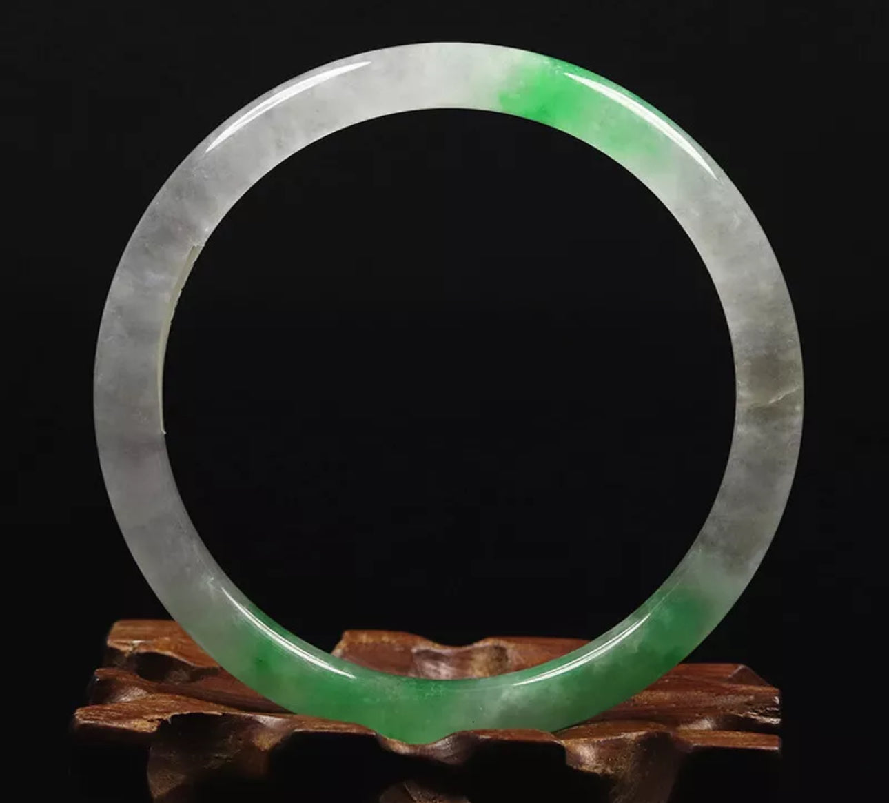 VINTAGE Medium Green/White Icy Jade Round Princess Cut Size 58mm M757 - JazzyJewelbyAmina