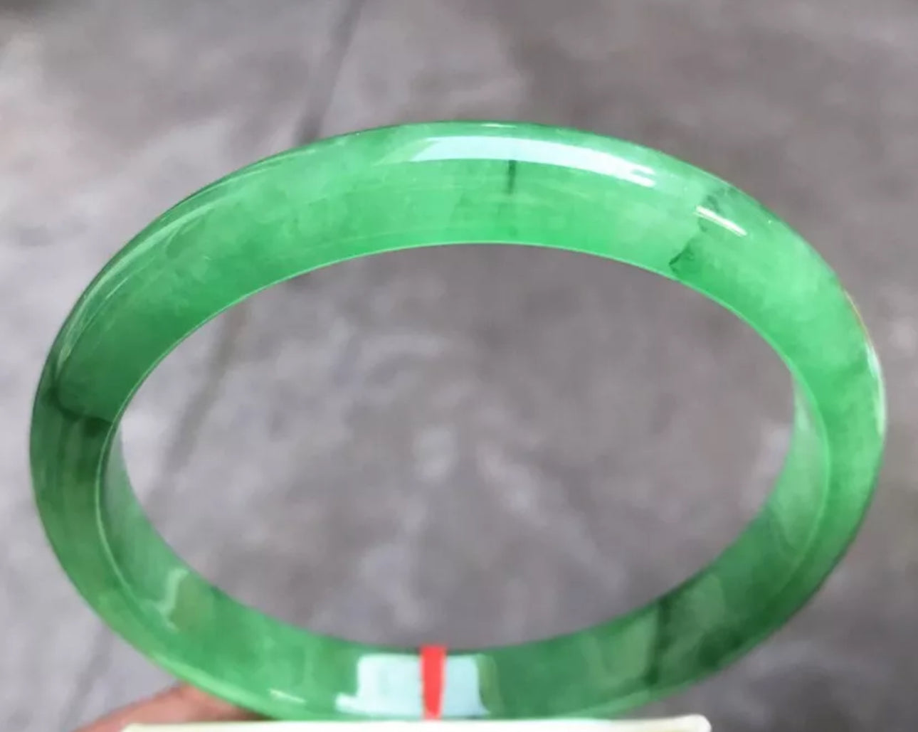 VINTAGE XXL Jadeite Icy Green Jade Bangle Size 76 MM Unique Jade G097 - JazzyJewelbyAmina
