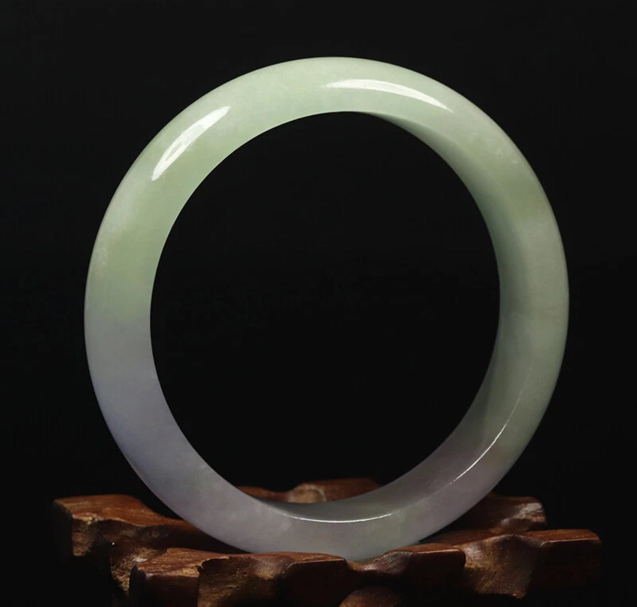 VINTAGE Medium Jadeite Green Jade Bangle Size 59 MM Unique Icy Jade G101 - JazzyJewelbyAmina