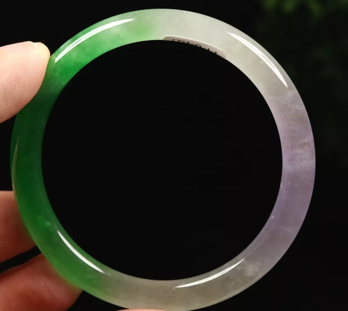 VINTAGE Small Jadeite Green Lavender Jade Bangle Round Princess Cut Size 55mm L487 - JazzyJewelbyAmina