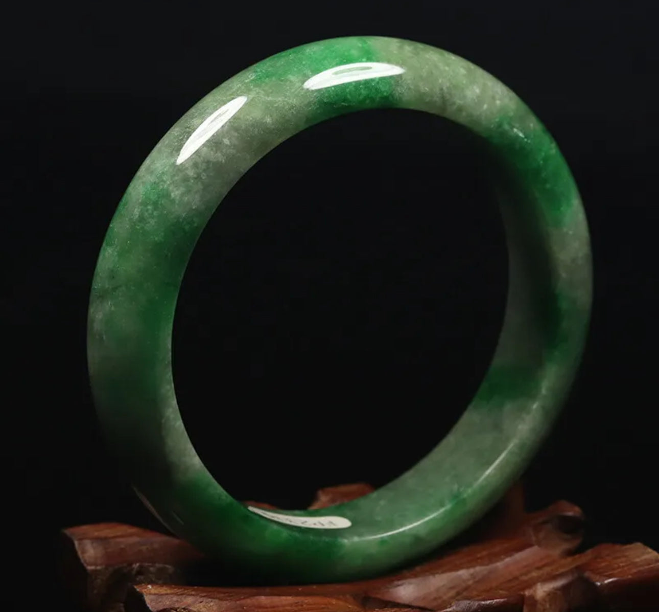 VINTAGE Medium Jadeite Green Jade Bangle from Burma - Size 58.5mm M731 - JazzyJewelbyAmina