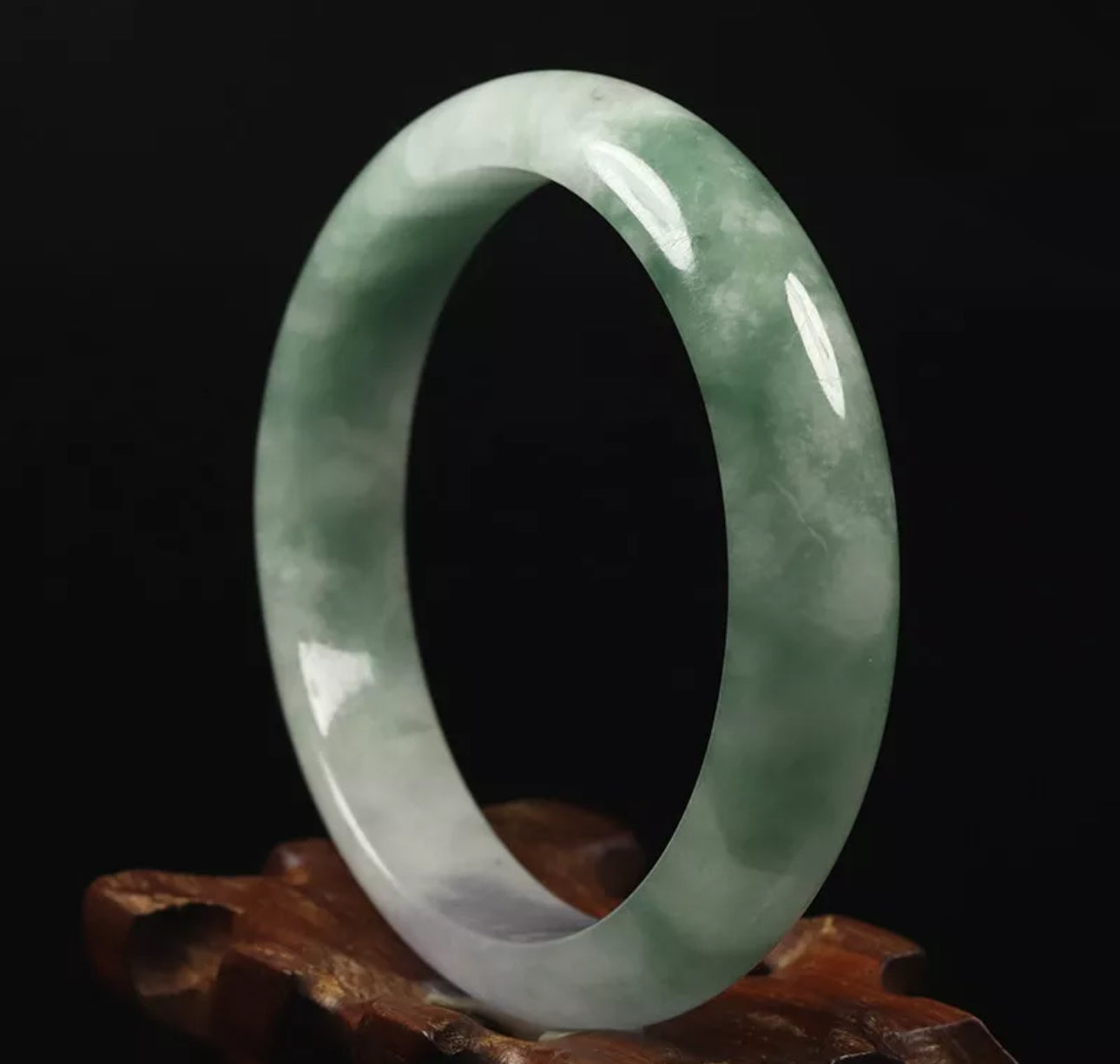 VINTAGE Medium Jadeite Green Jade Bangle Size 59mm M59 Hint of Lavender Jade! - JazzyJewelbyAmina