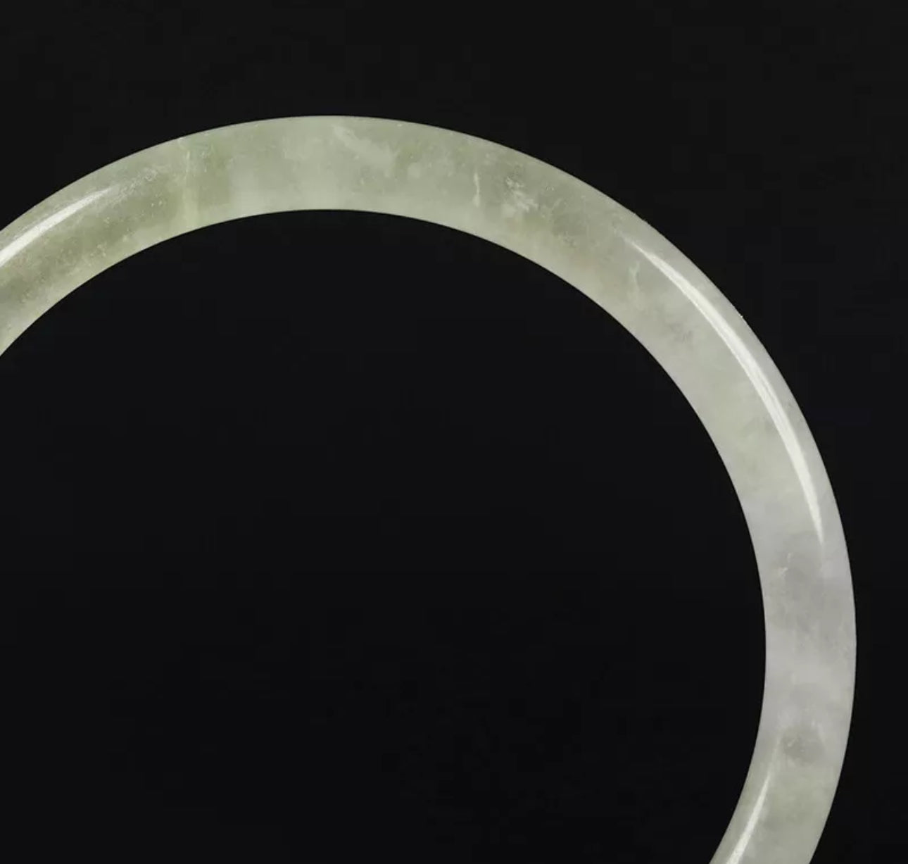 VINTAGE Medium Jadeite Icy Green/White Jade Bangle Size 58mm Round Princess Thin Cut Stackable Bangle U943 - JazzyJewelbyAmina