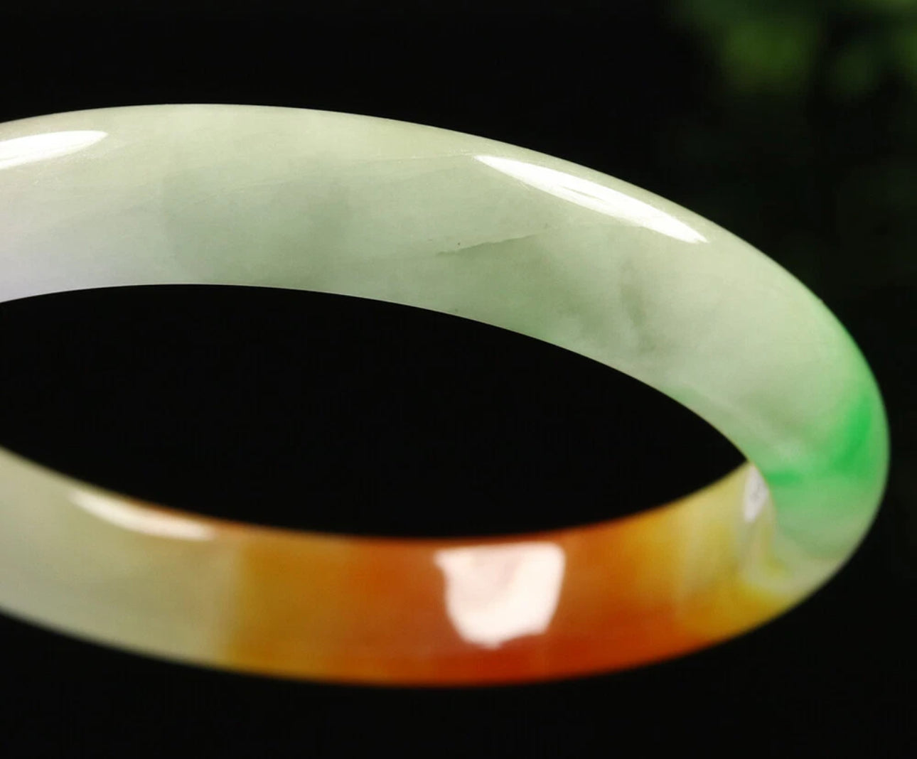 VINTAGE XL Jadeite Green/Brown/Red/Lavender Jade Bangle Size 64mm A697 - JazzyJewelbyAmina