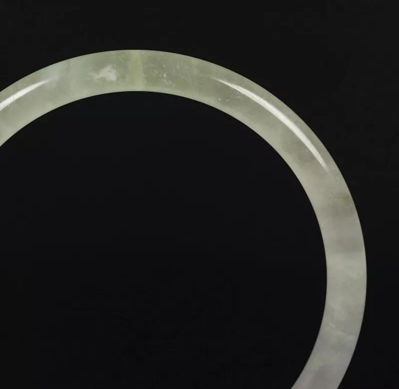 VINTAGE Medium Jadeite Icy Green/White Jade Bangle Size 58mm Round Princess Thin Cut Stackable Bangle U943 - JazzyJewelbyAmina