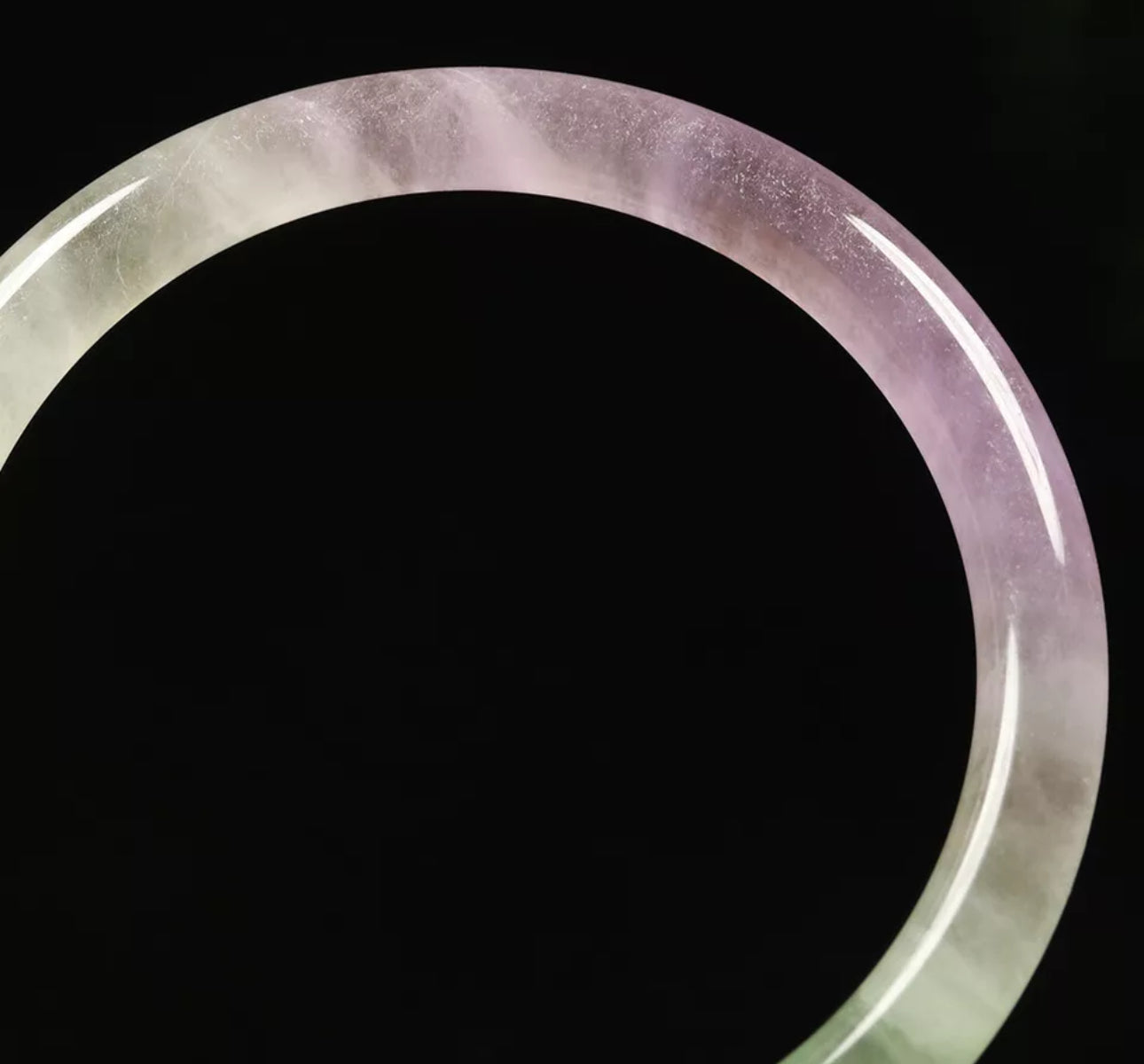 VINTAGE Small Jadeite Green/Lavender/White Icy Jade Bangle Size 56mm Round Princess Cut G041 - JazzyJewelbyAmina