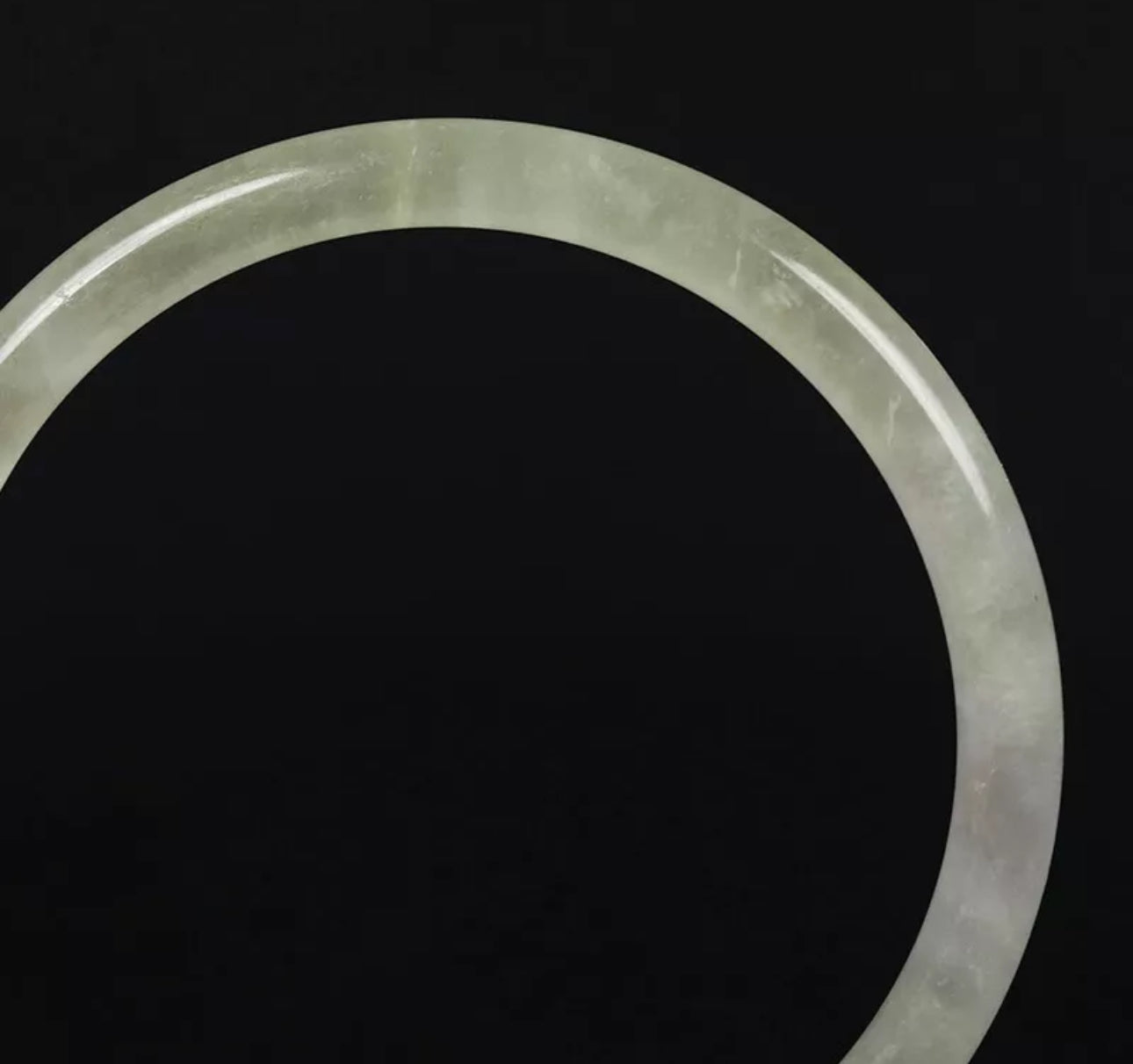 VINTAGE Medium Jadeite Icy Green/White Jade Bangle Size 58mm Round Princess Thin Cut Stackable Bangle U943 - JazzyJewelbyAmina
