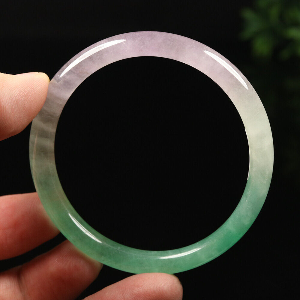 VINTAGE Small Jadeite Green/Lavender Jade Bangle Size 56 MM Round Princess Cut G093 - JazzyJewelbyAmina