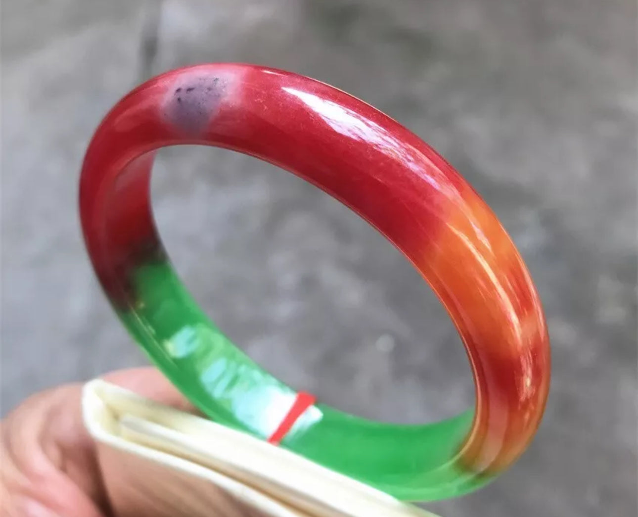 VINTAGE Large Jadeite Multi-Colored Jade Bangle Size 63mm J257 All Natural Jade Red/Green/Yellow - JazzyJewelbyAmina