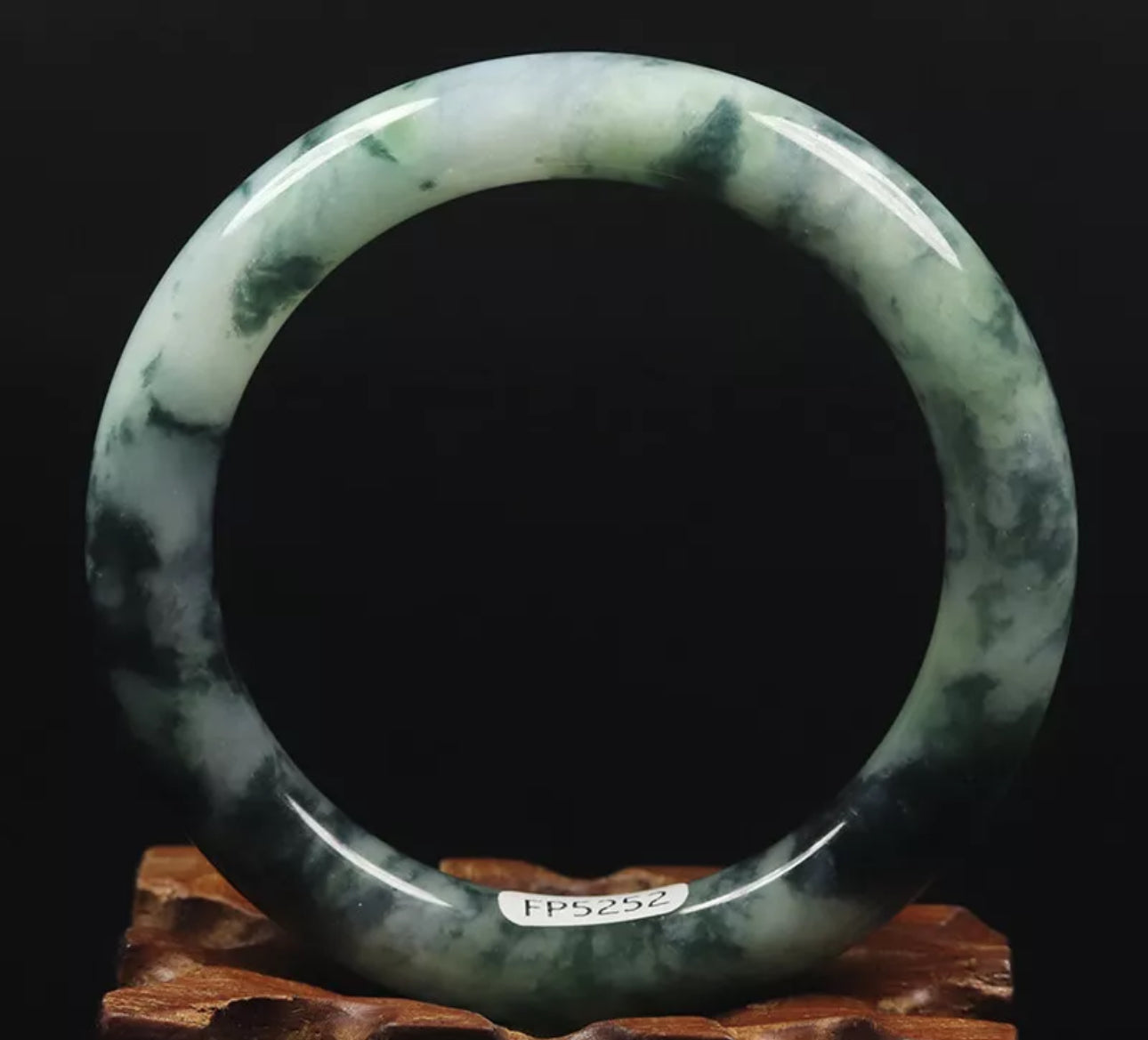 VINTAGE Medium Jadeite Green Black Jade Size 57mm S557 Round Princess Cut - JazzyJewelbyAmina