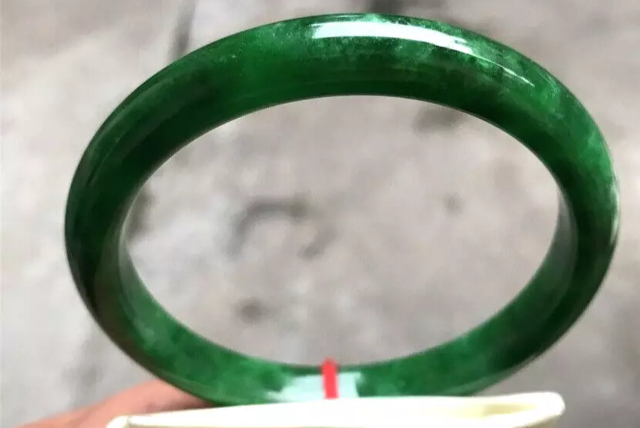 VINTAGE XL Jadeite Green Jade Bangle Size 65 mm Deep Emerald Green Jade U744
