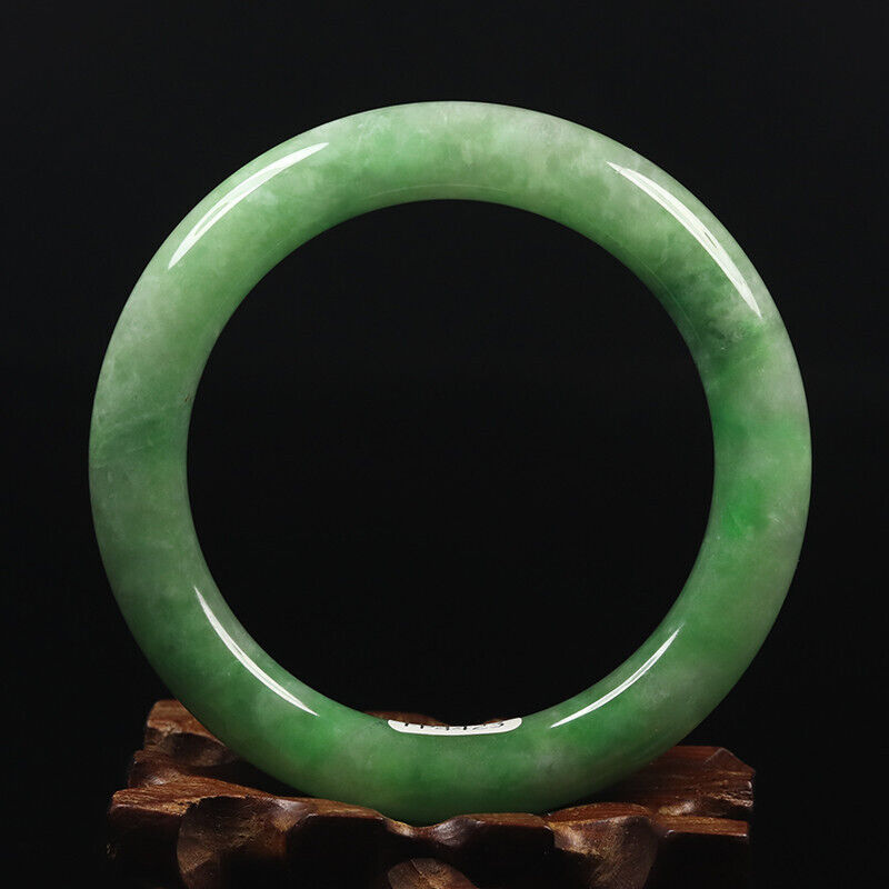 VINTAGE Medium Jadeite Green Jade Bangle Size 59mm Round Princess Cut Ombré Jade Green U899