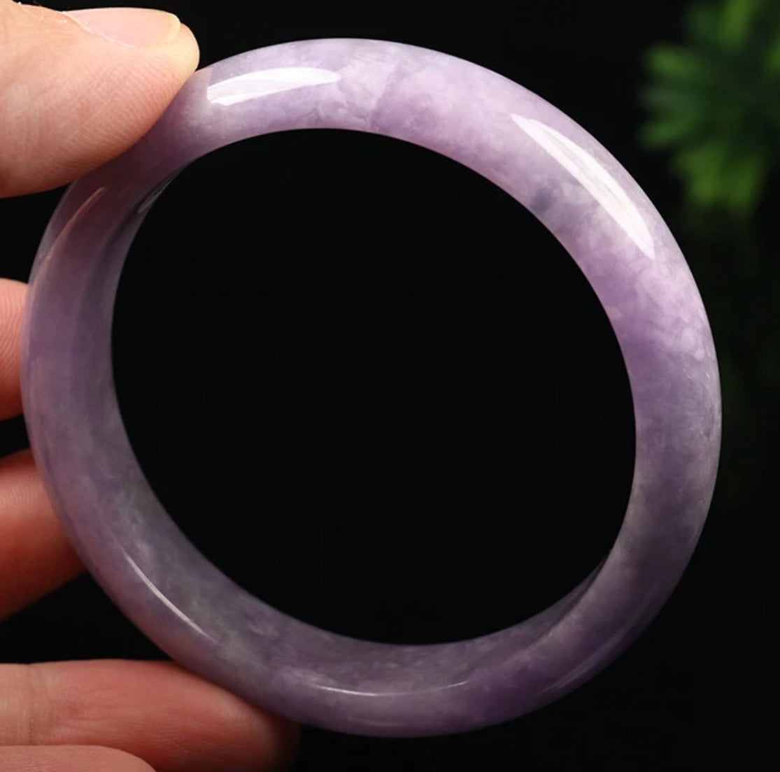 VINTAGE Medium Jadeite Lavender Jade Bangle Size 57 MM Rich Lavender Jade Shade G703 - JazzyJewelbyAmina
