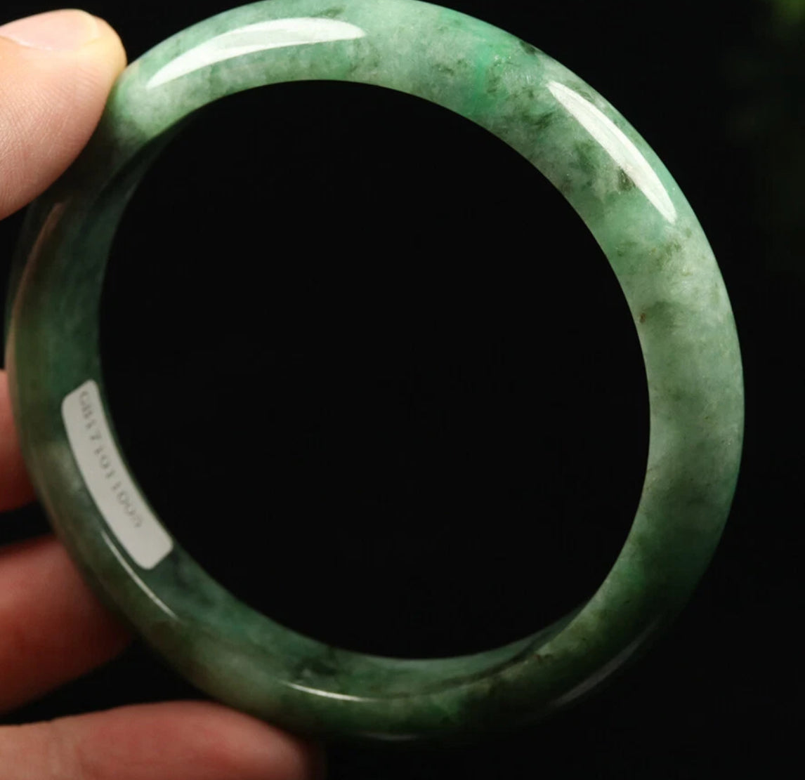 VINTAGE Large Certified Jadeite Green Jade Bangle Size 62 MM S063