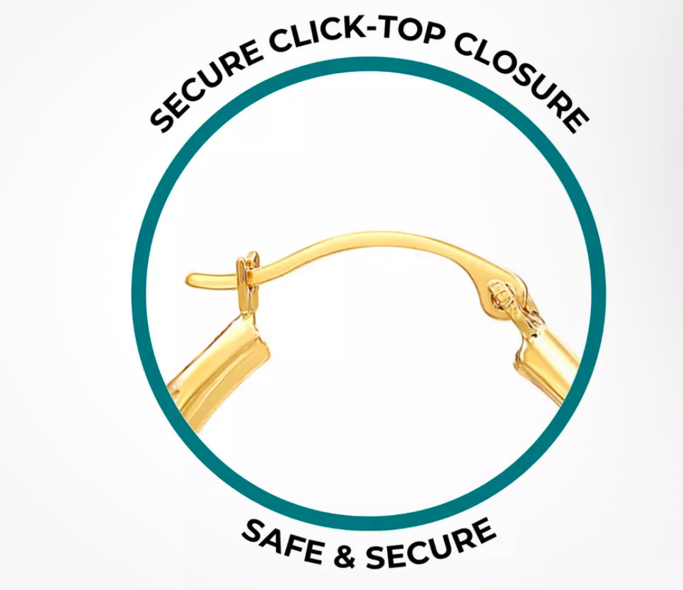 14K Solid Creole Yellow Gold Hoop Earrings w/ Secure Closure 55mm - JazzyJewelbyAmina