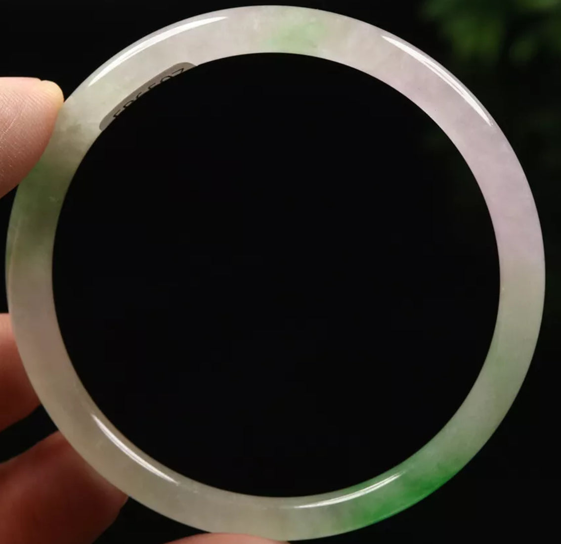 VINTAGE Medium Jadeite Green/Lavender Jade Bangle Round Princess Cut Size 58mm Fine Unique Jade Piece N067 - JazzyJewelbyAmina