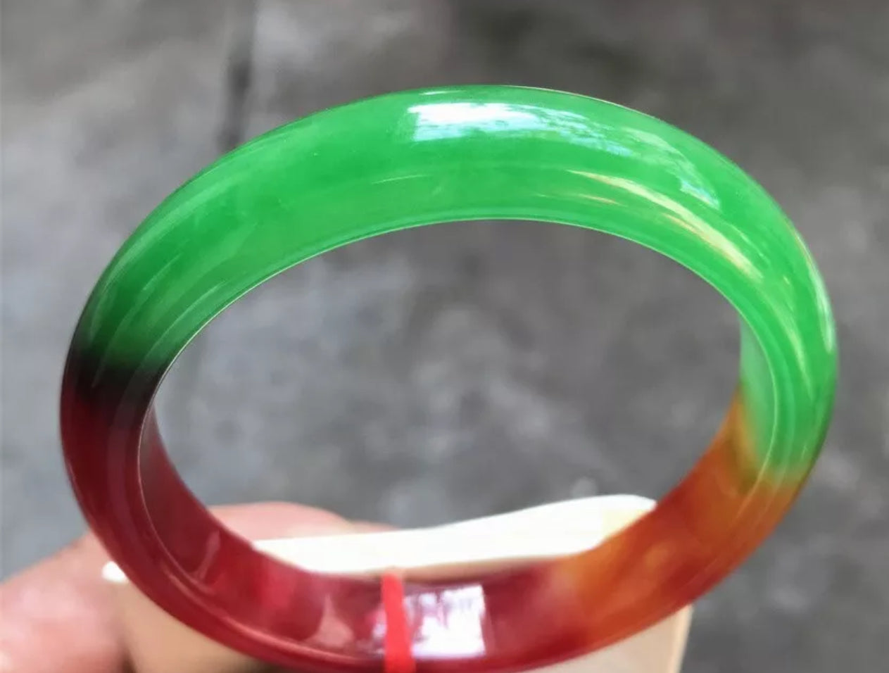 VINTAGE Large Jadeite Multi-Colored Jade Bangle Size 63mm J257 All Natural Jade Red/Green/Yellow - JazzyJewelbyAmina