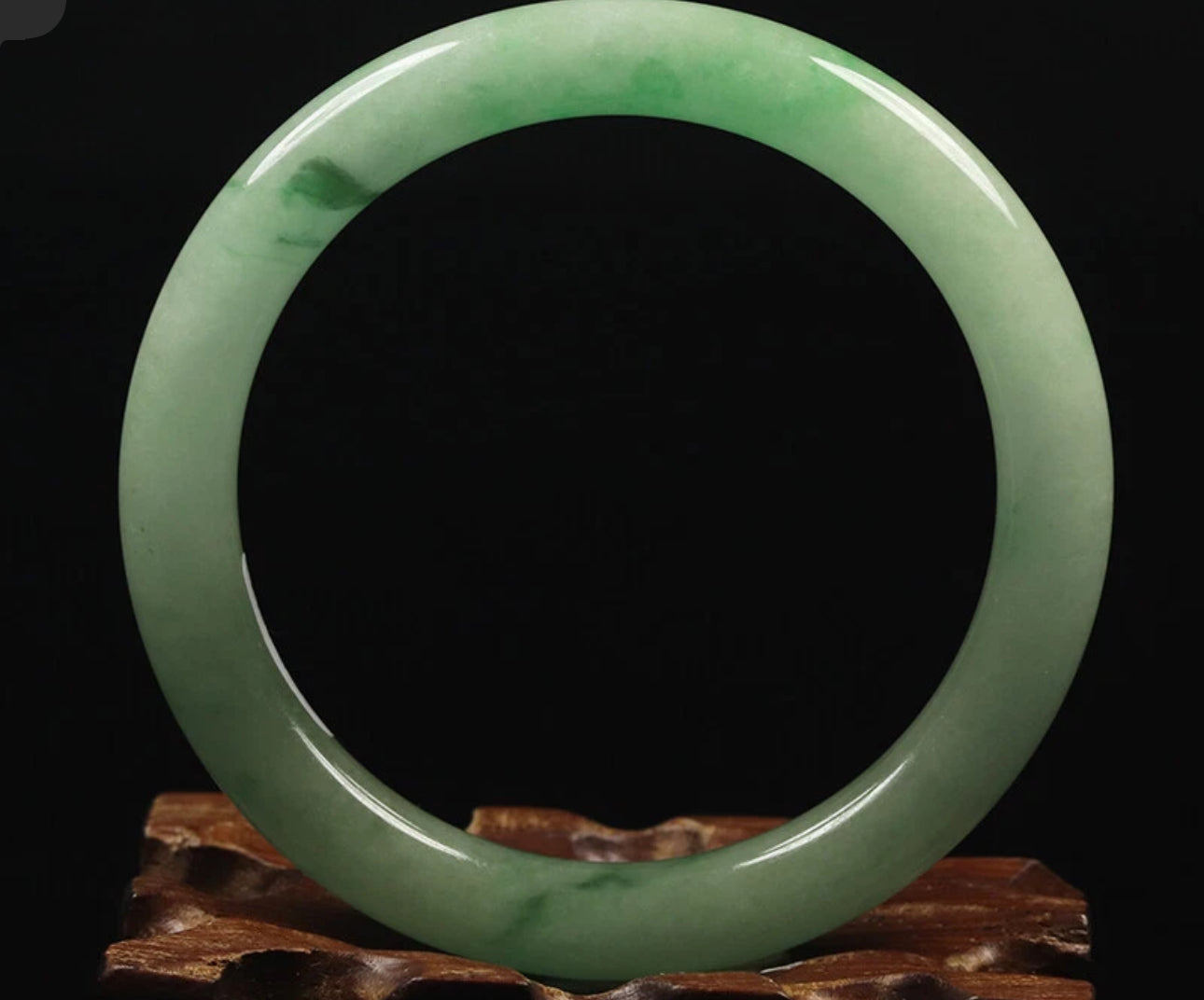 VINTAGE Small Jadeite Green Jade Bangle Size 55 MM Round Princess Cut G595 - JazzyJewelbyAmina
