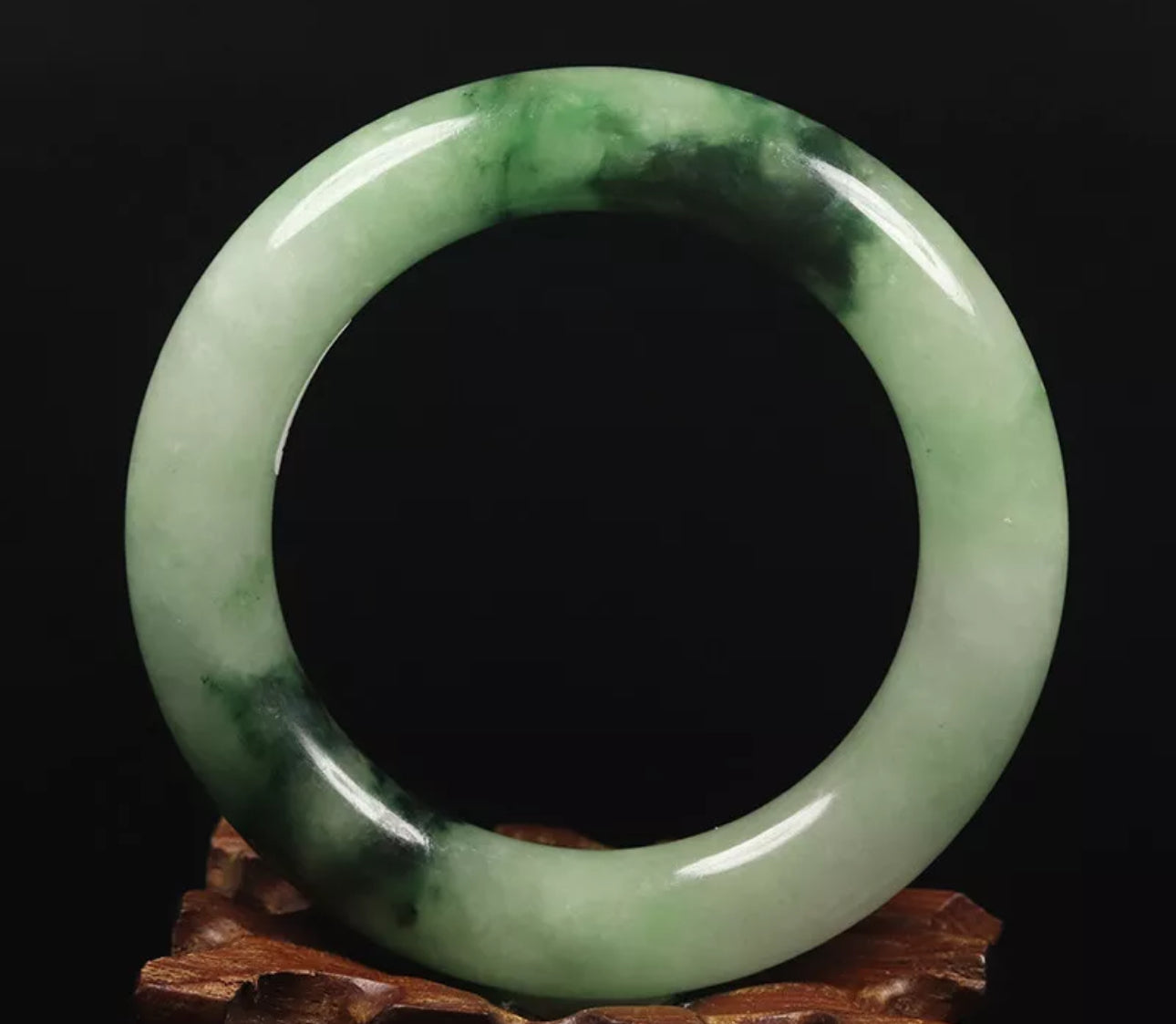 VINTAGE Small Jadeite Green Jade Bangle Round Princess Cut Size 55mm O613 - JazzyJewelbyAmina