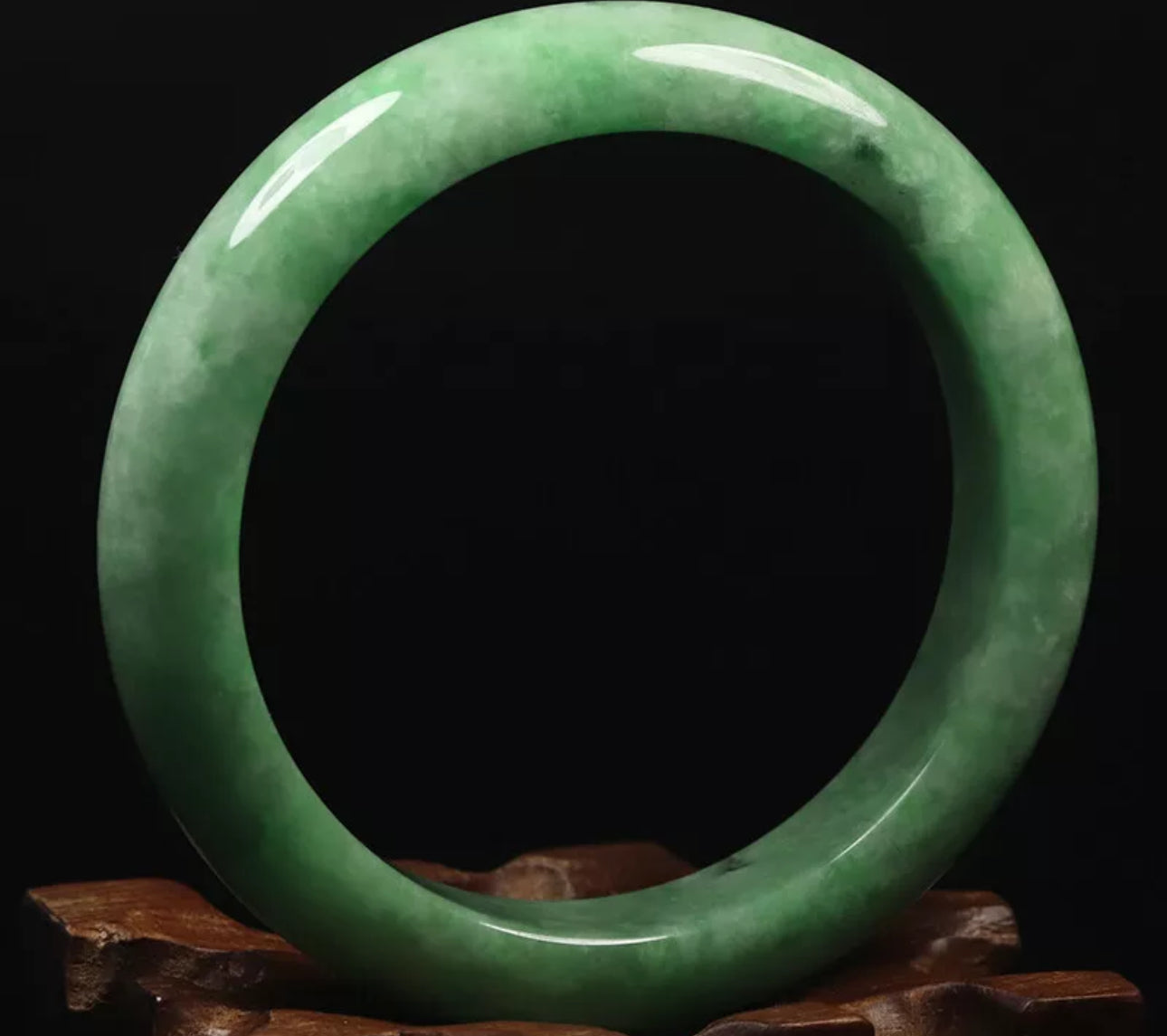 VINTAGE Medium Jadeite Green Jade Bangle Size 58mm U787 - JazzyJewelbyAmina