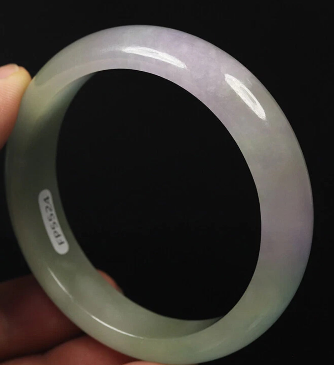 VINTAGE Medium Jadeite Green Jade Bangle Size 59 MM Unique Icy Jade G101 - JazzyJewelbyAmina