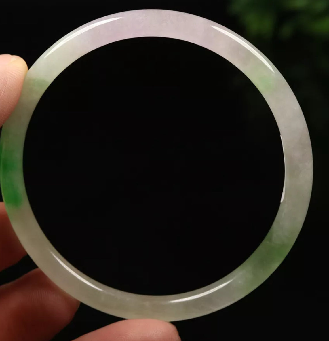 VINTAGE Medium Jadeite Green/Lavender Jade Bangle Round Princess Cut Size 58mm Fine Unique Jade Piece N067 - JazzyJewelbyAmina