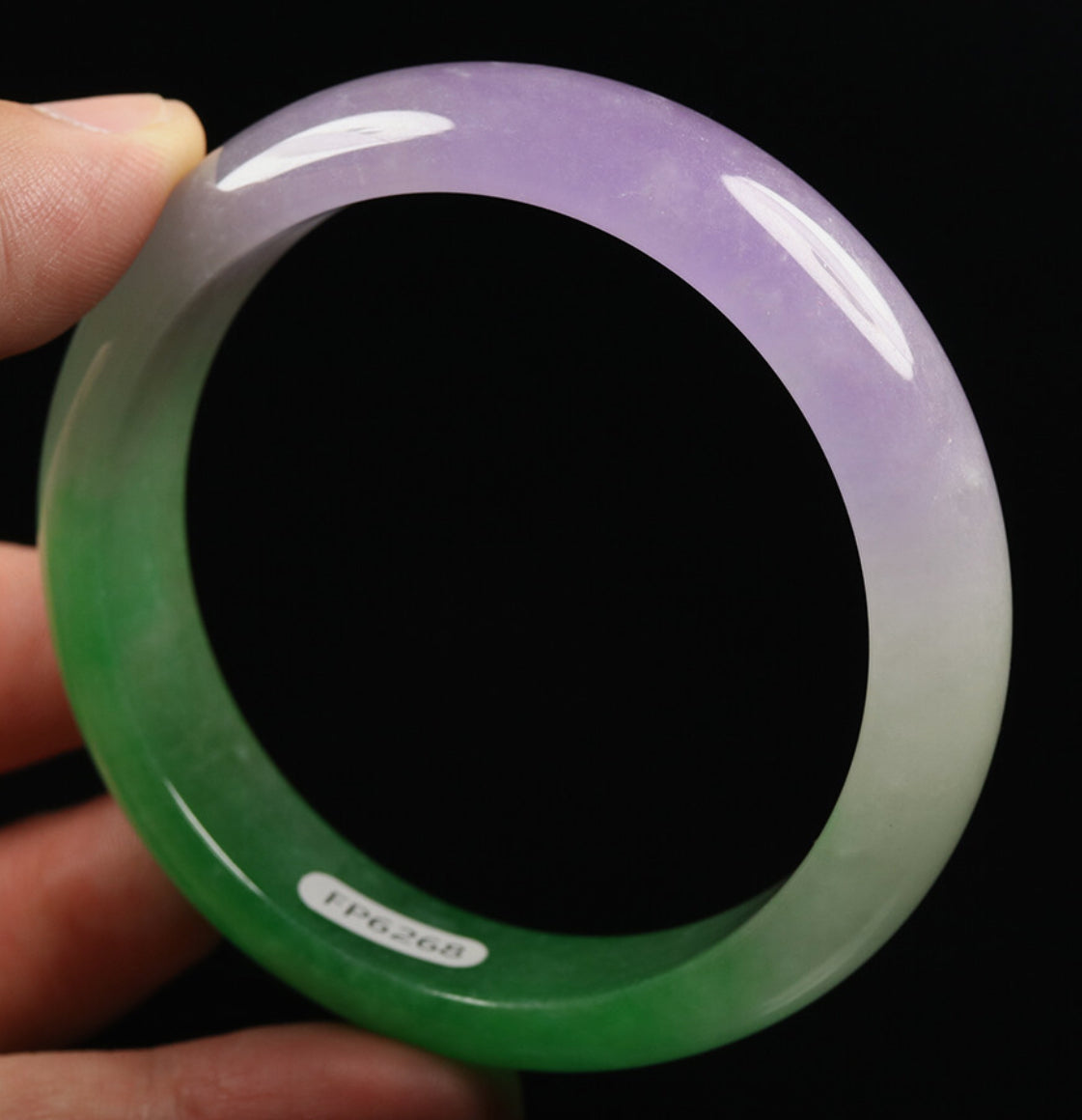 VINTAGE Medium Jadeite Green/Lavender Jade Bangle Size 59 MM G268 - JazzyJewelbyAmina
