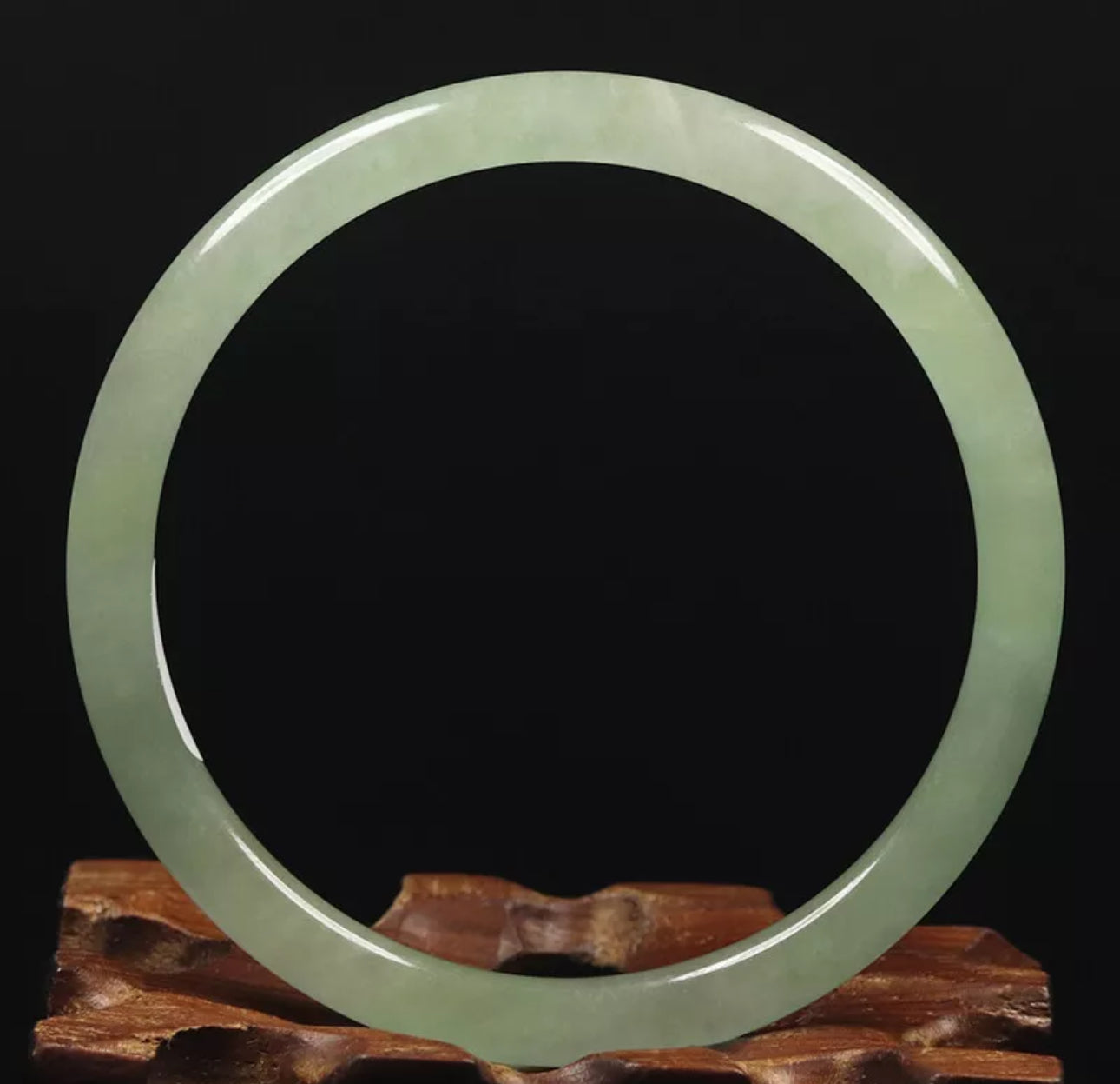 VINTAGE Medium Jadeite Green Icy Jade Bangle Size 57mm Round Princess Cut U087 - JazzyJewelbyAmina