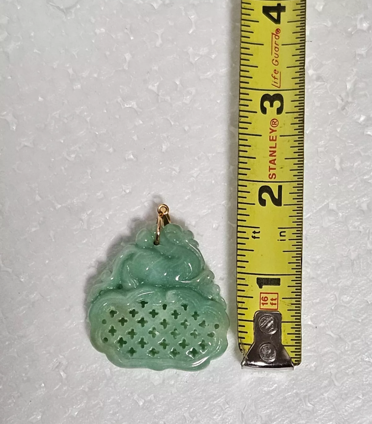 VINTAGE Jade Green 14K Solid Gold Bail - Pixiu Dragon Unique Fine Gold Jade - JazzyJewelbyAmina