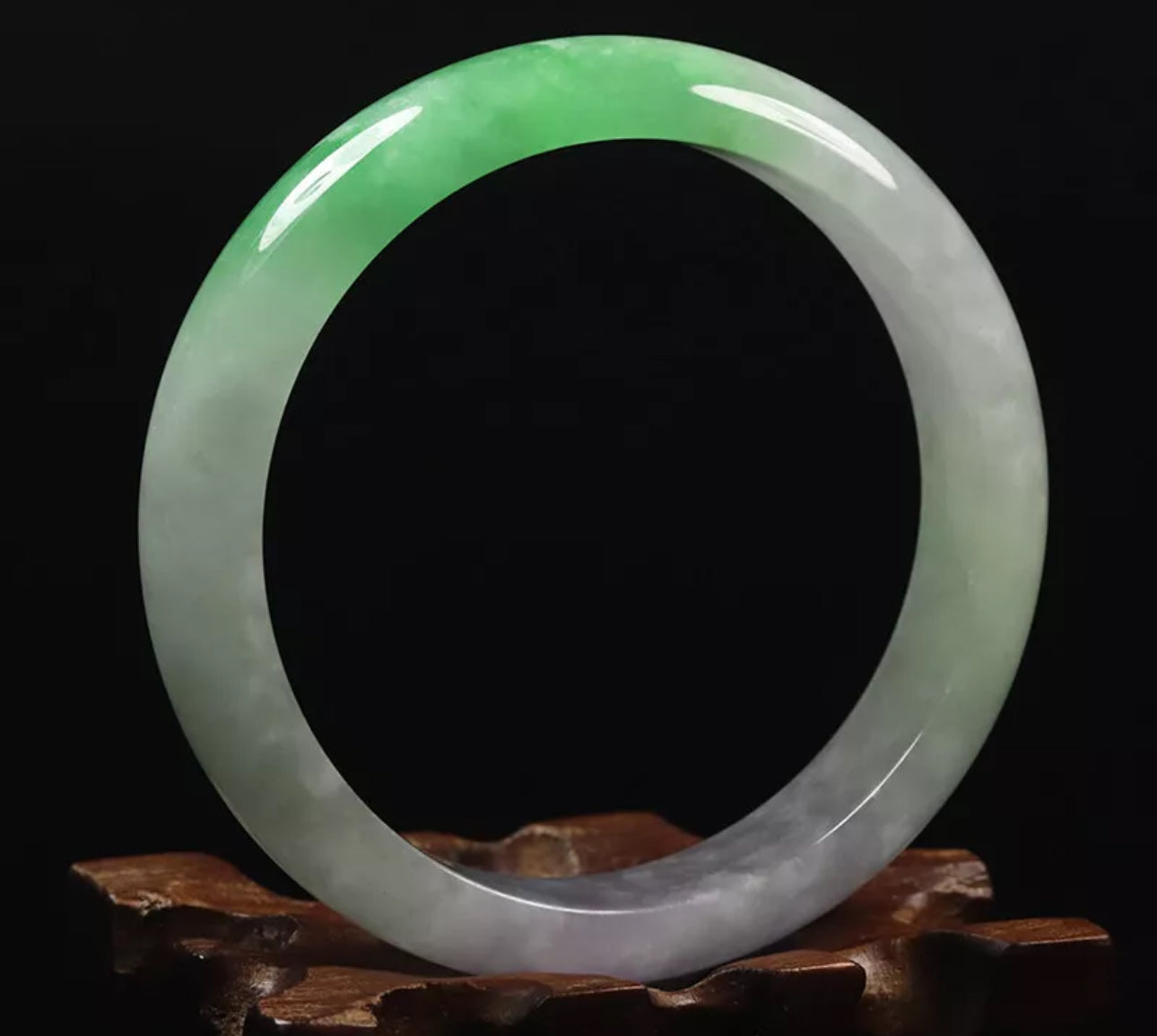 VINTAGE Medium Jadeite Green White Lavender Jade Bangle Size 59mm N749 One of a Kind Jade! - JazzyJewelbyAmina