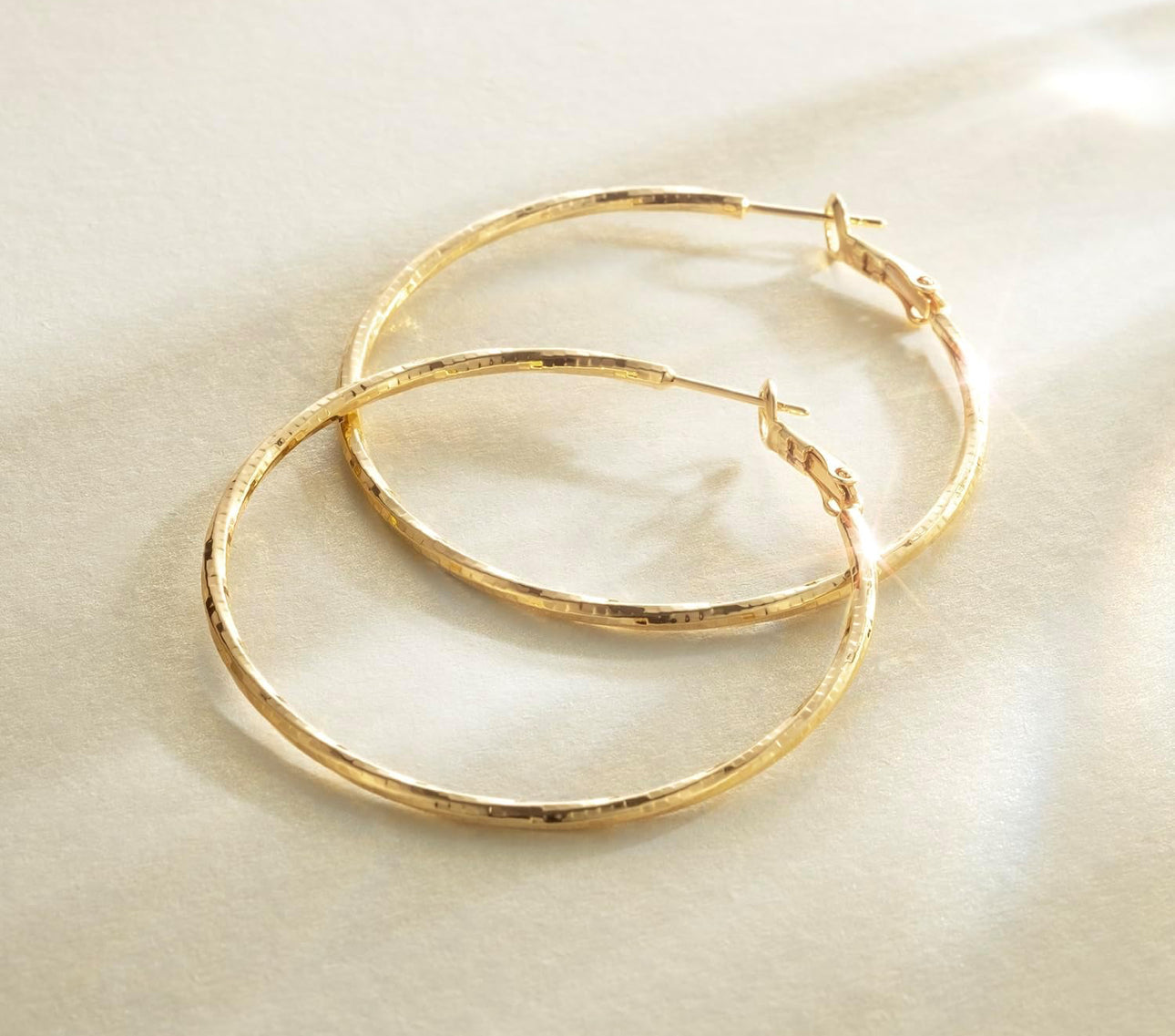 14K Yellow Good Medium Sized Hoops - French Twist - JazzyJewelbyAmina
