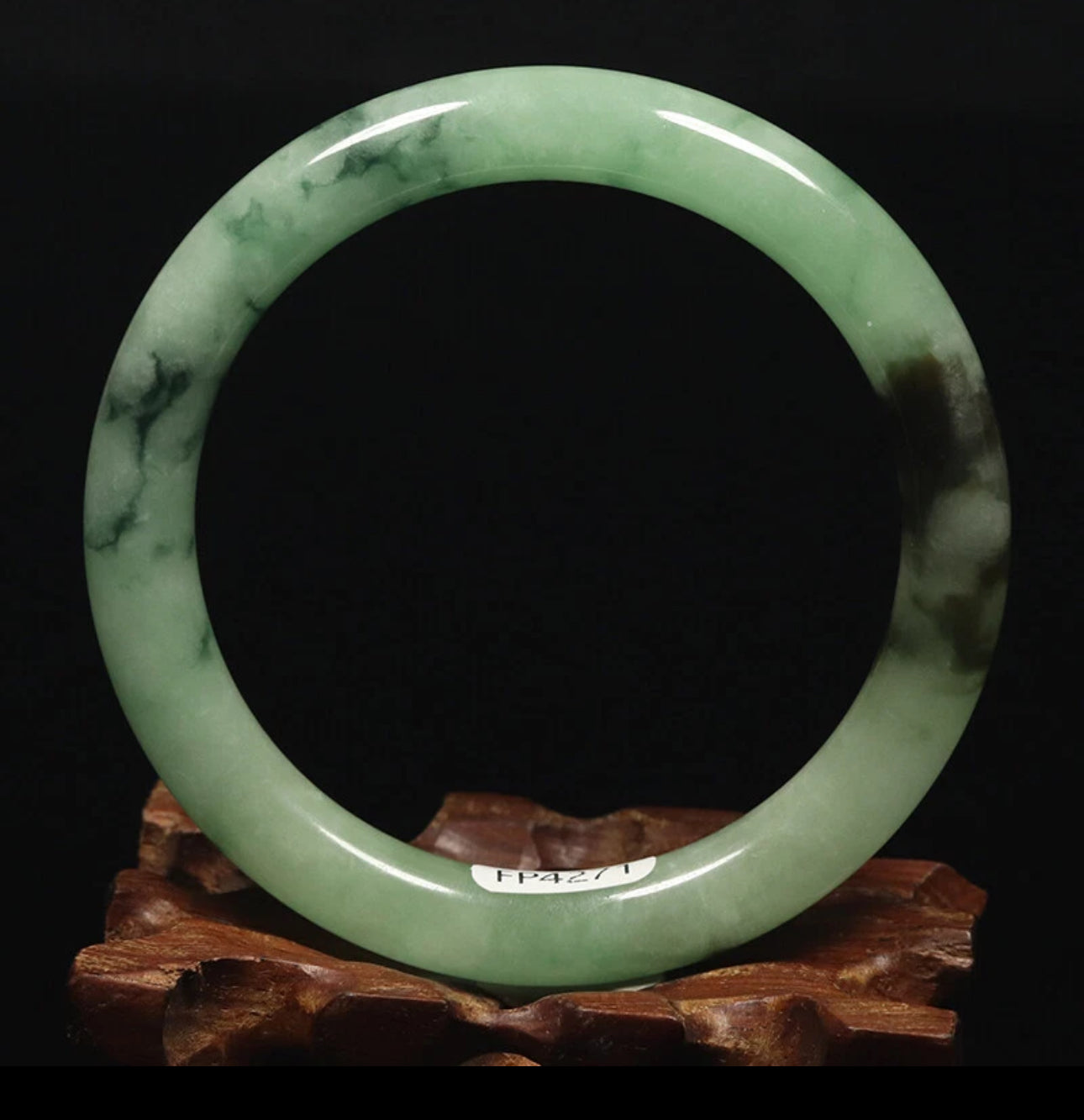 VINTAGE Medium Jadeite Green Jade Bangle Size 58 MM Round Princess Cut G271 - JazzyJewelbyAmina