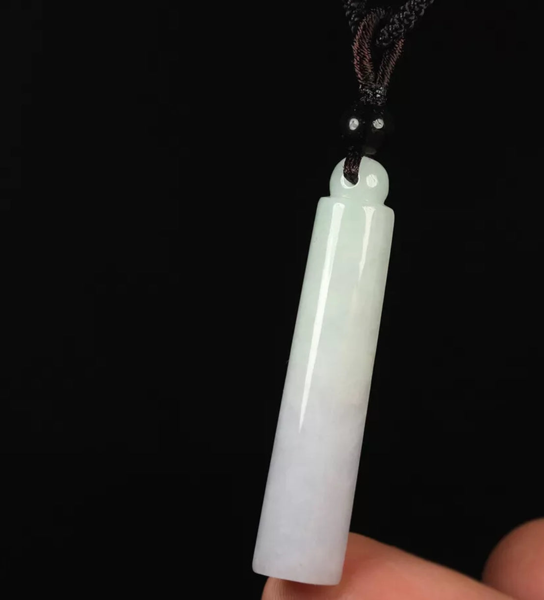VINTAGE Hand-carved Jade Cylinder Pendant Green/Lavender M683 - JazzyJewelbyAmina
