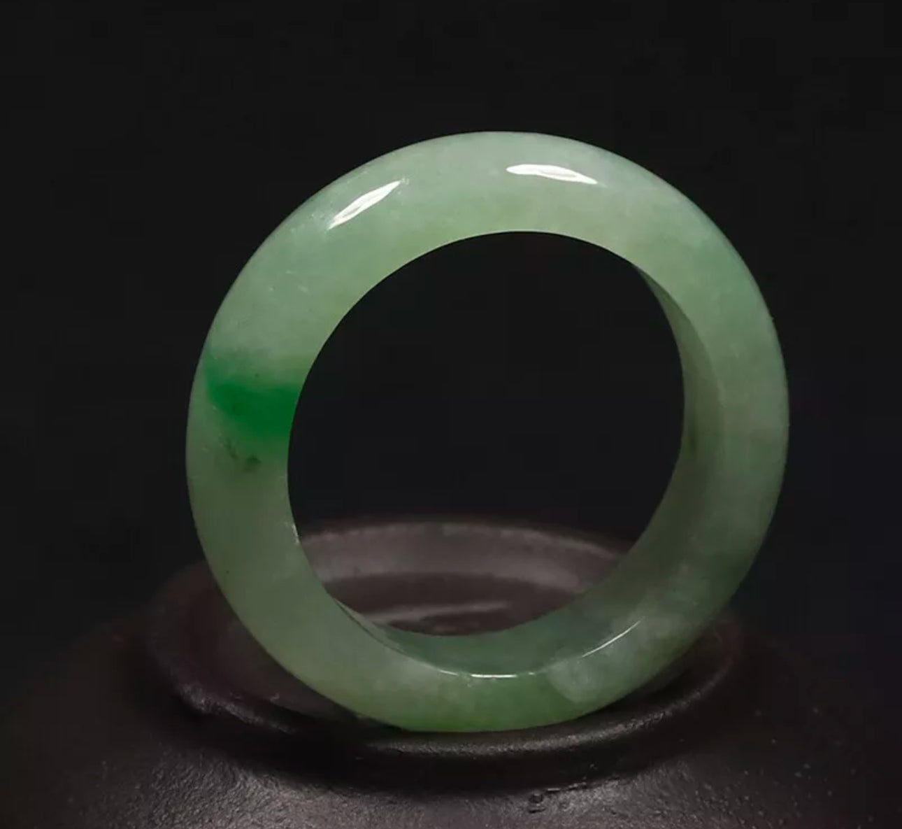 VINTAGE Medium Jadeite Green Jade Ring Certified Size 7.75 mm US R527 - JazzyJewelbyAmina