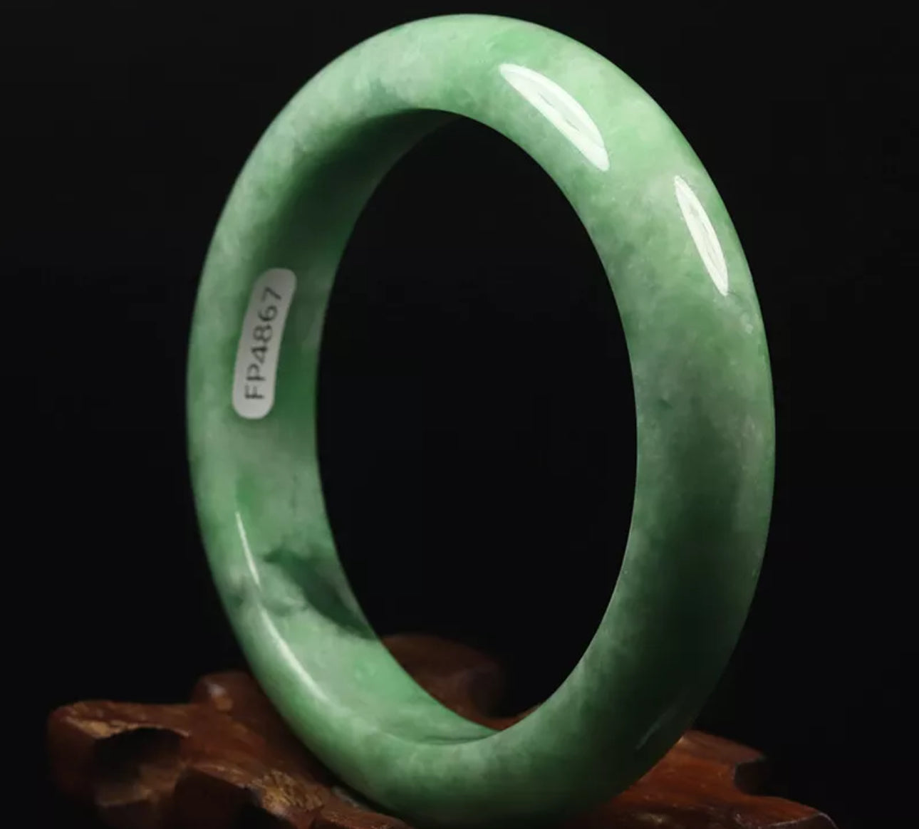VINTAGE Medium Jadeite Green Jade Bangle Size 58mm U787 - JazzyJewelbyAmina