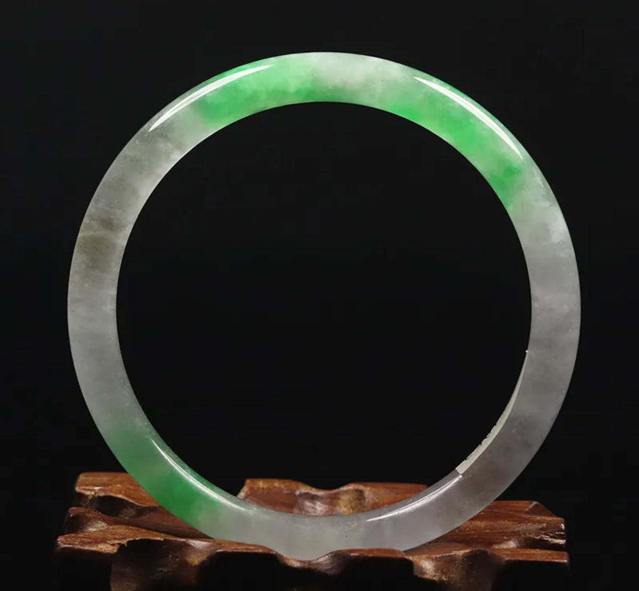 VINTAGE Medium Green/White Icy Jade Round Princess Cut Size 58mm M757 - JazzyJewelbyAmina