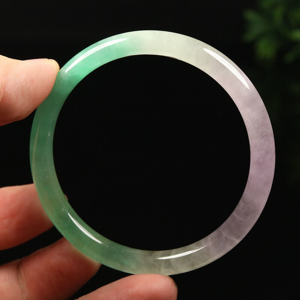 VINTAGE Small Jadeite Green/Lavender Jade Bangle Size 56 MM Round Princess Cut G093 - JazzyJewelbyAmina