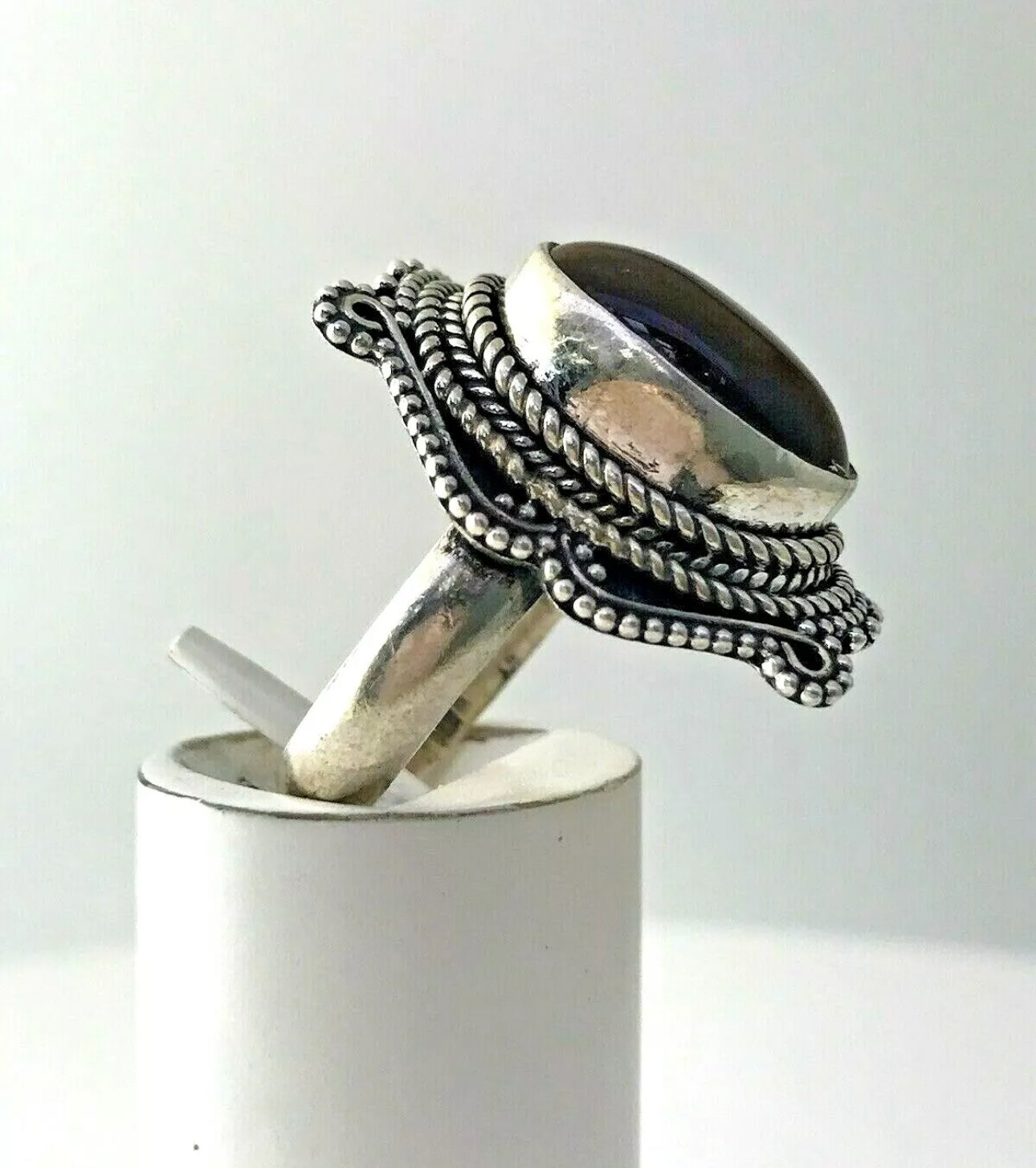 VINTAGE Tiger’s Eye Cabochon Ring Sterling Silver 925 Size 6 US - JazzyJewelbyAmina