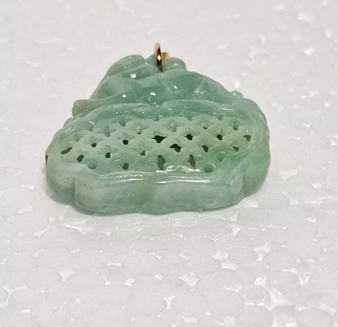 VINTAGE Jade Green 14K Solid Gold Bail - Pixiu Dragon Unique Fine Gold Jade - JazzyJewelbyAmina
